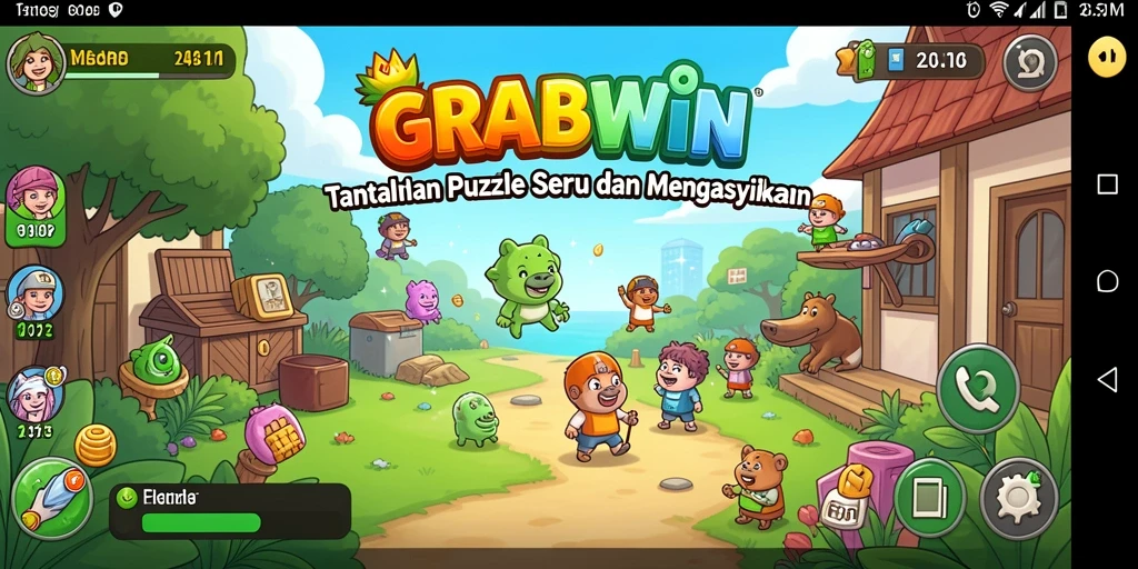 Tangkapan layar gameplay GRABWIN yang menampilkan tantangan puzzle menarik.