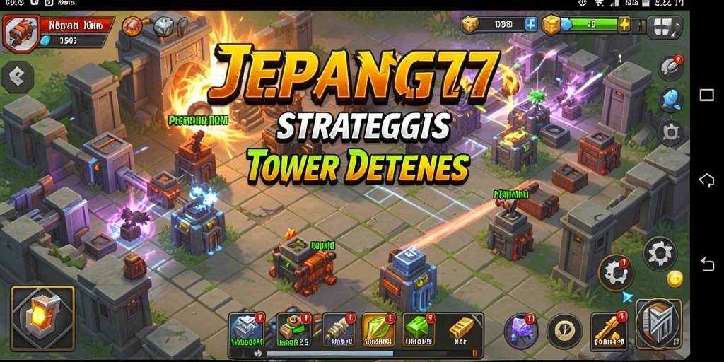 Screenshot menampilkan aksi seru Tower Defense dalam JEPANG77.