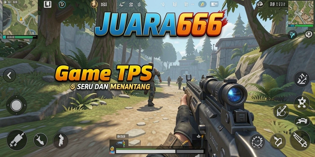 Screenshot JUARA666 menampilkan aksi pertempuran seru di arena TPS.