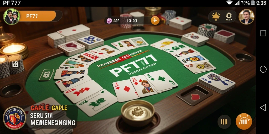 Tampilan gameplay PF777 yang seru dan menegangkan dalam permainan Gaple.