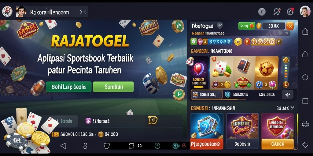 Tampilan antarmuka aplikasi RAJATOGEL dengan fitur sportsbook yang mudah dijelajahi.