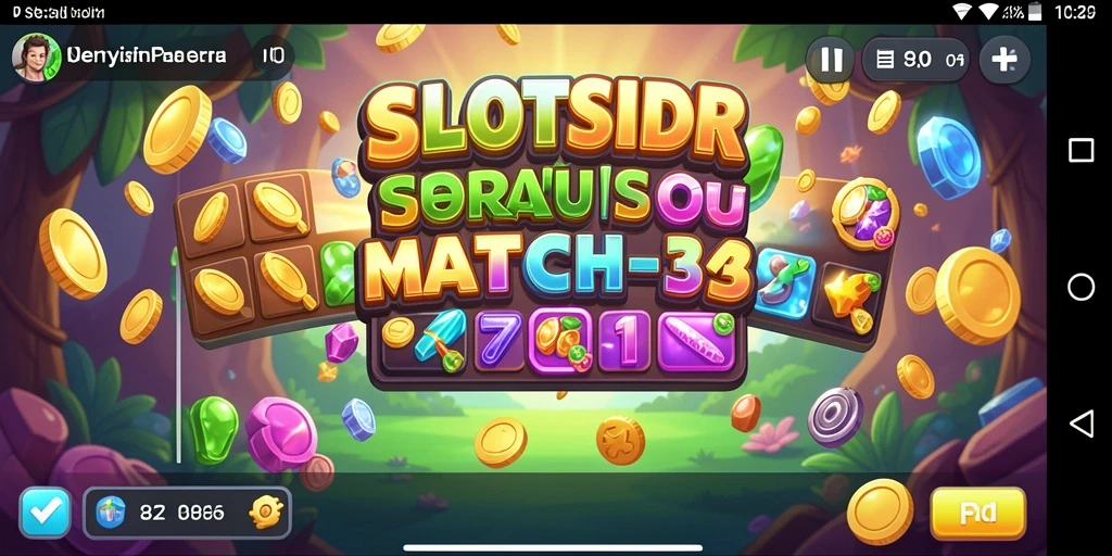 Screenshot gameplay SLOTSIDR menampilkan keseruan mencocokkan simbol match-3.
