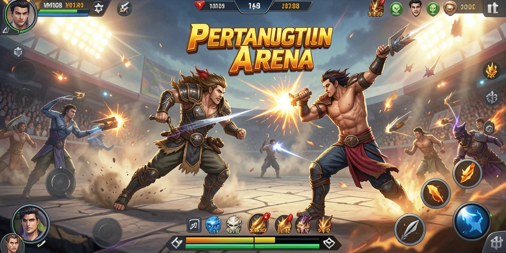 Screenshot gameplay VM108 menampilkan aksi pertarungan yang menegangkan dan dinamis.