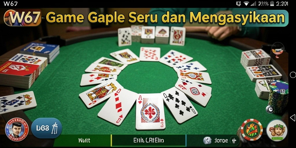 Screenshot W67 menampilkan aksi permainan Gaple yang menarik.