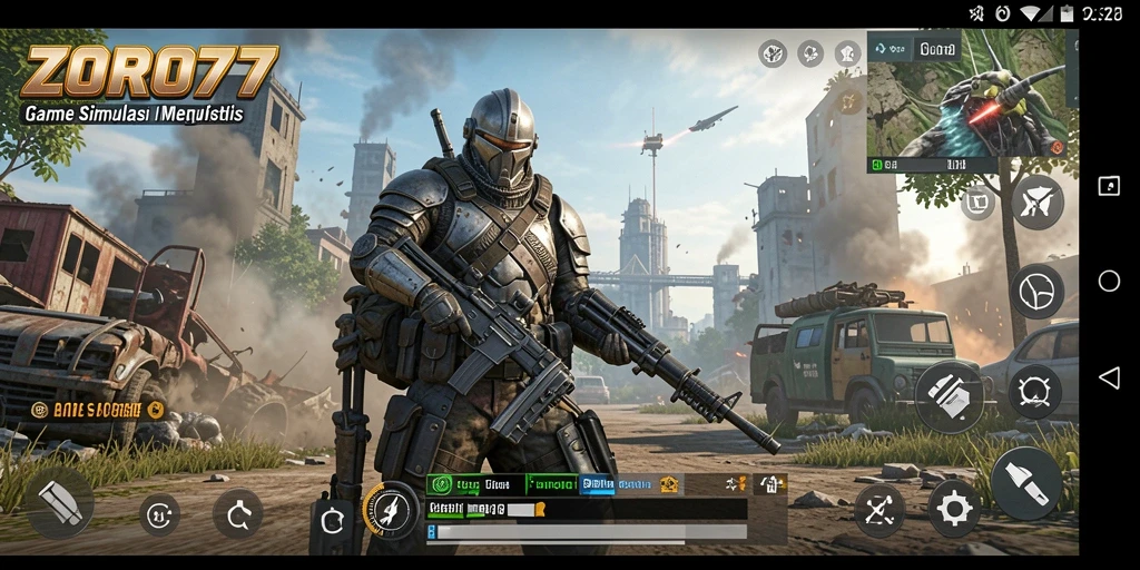 Tampilan gameplay ZORO77 dengan lingkungan yang detail dan interaksi karakter.